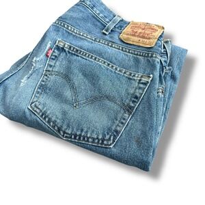 Levi's 550 Relaxed‎ Fit Jeans Men's W38 L32 Light Wash Denim Distressed